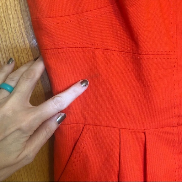 Tory Burch Leena Twill Sheath Midi Knee Length Dress Red Sz 6 - Picture 4 of 16